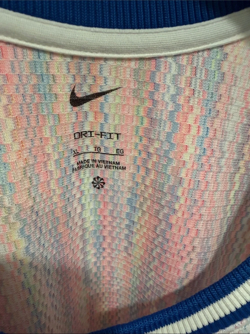 Nike White and Blue Men's Mesh Basketball Tank